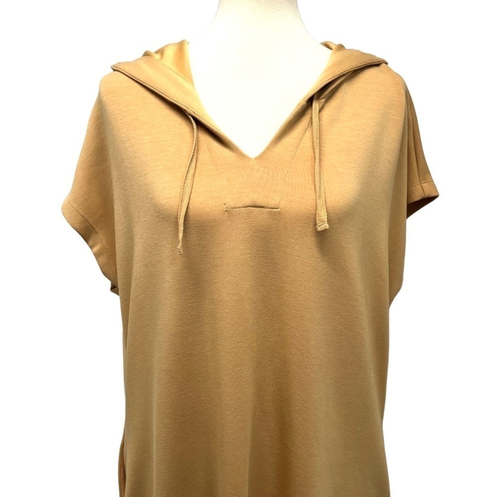 Magaschoni Pale Gold Modal Blend Hooded Sweatshirt Dress Women’s Large - Picture 3 of 9